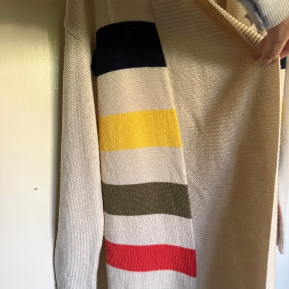 Talbots Lambswool Blend Multi Color Stripes Open Front Cardigan Size Small - Picture 5 of 9